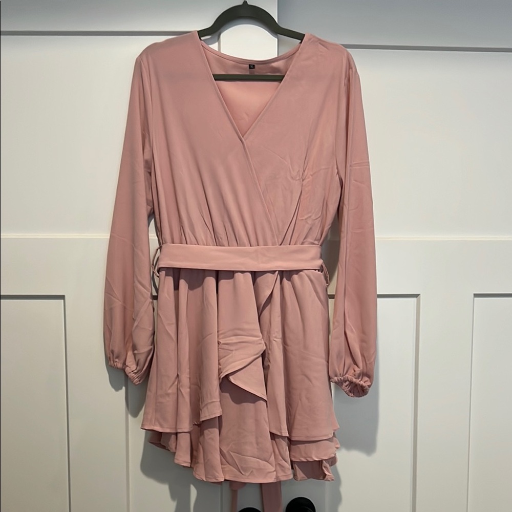 Pink Faux Wrap Dress